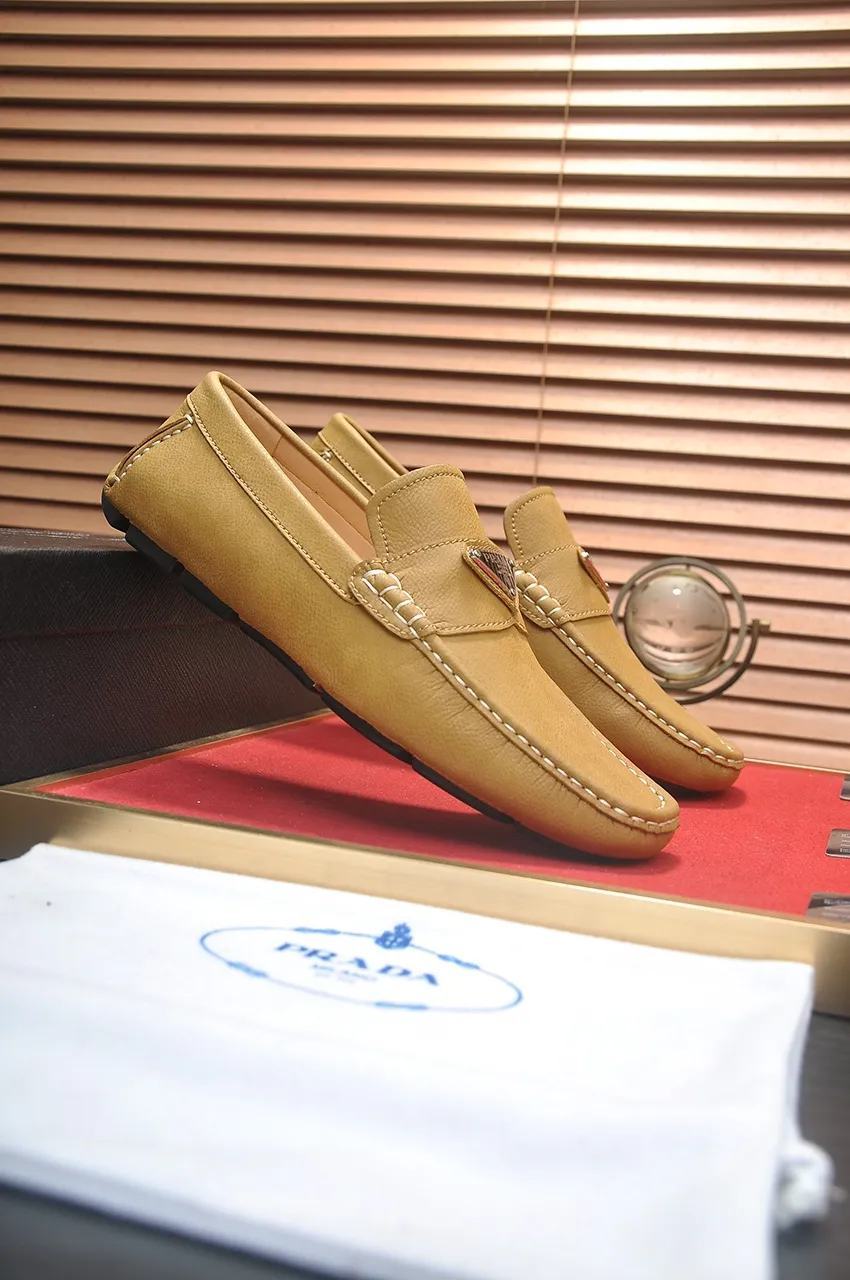 Men's Men's Shoes💰420💶【PRADA】 (High-end Niuli) New 🍀PRADA - Prada Doudou Shoes! Made of imported original cowhide, the inner top layer is comfortable cowhide lining! Original wear-resistant rubber outsole! High quality products! Code number 38-45 (45 customized)